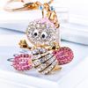 Sparkling Rhinestone Bee Keychain Cute Animal Key Ring Bag Charm with Lobster Clasp for Handbag Purse Wallet