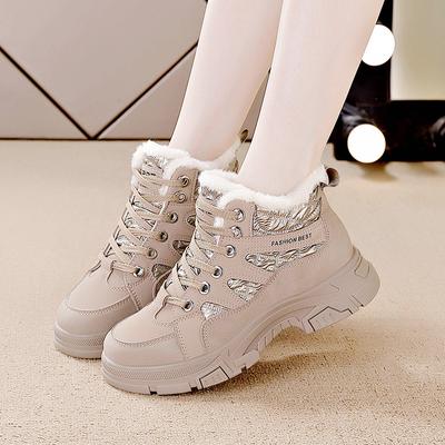Mode hiver baskets femmes à lacets plate-forme chaussures de sport femme épaisse en peluche chaussures chaudes