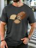 Unisex Funny Bread Cat Meme Graphic Cotton Short Sleeve Tee Crew Neck Relax Fit Male Summer Soft Breathable Casual Street Daily Top