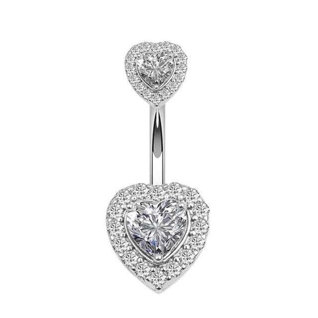 Navel Nails Titanium Steel Navel Nails Spice Girl Wind Navel Nails Peach Heart Women's Piercing Jewelry Belly Flash Diamond Navel Ring