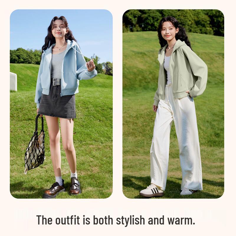 Baleno Women's Short Hooded Cardigan Sweatshirt