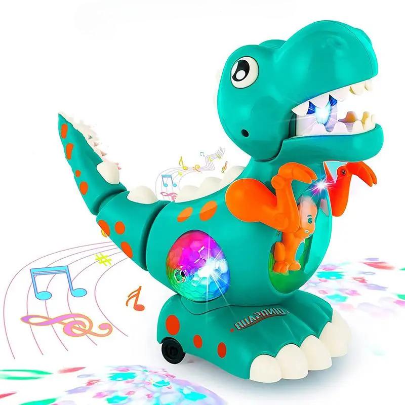 Dinosaur Toy Light Up Musical CrawlingTummy Time Montessori Sensory Interactive Electric Toys for Kids Birthday Gifts