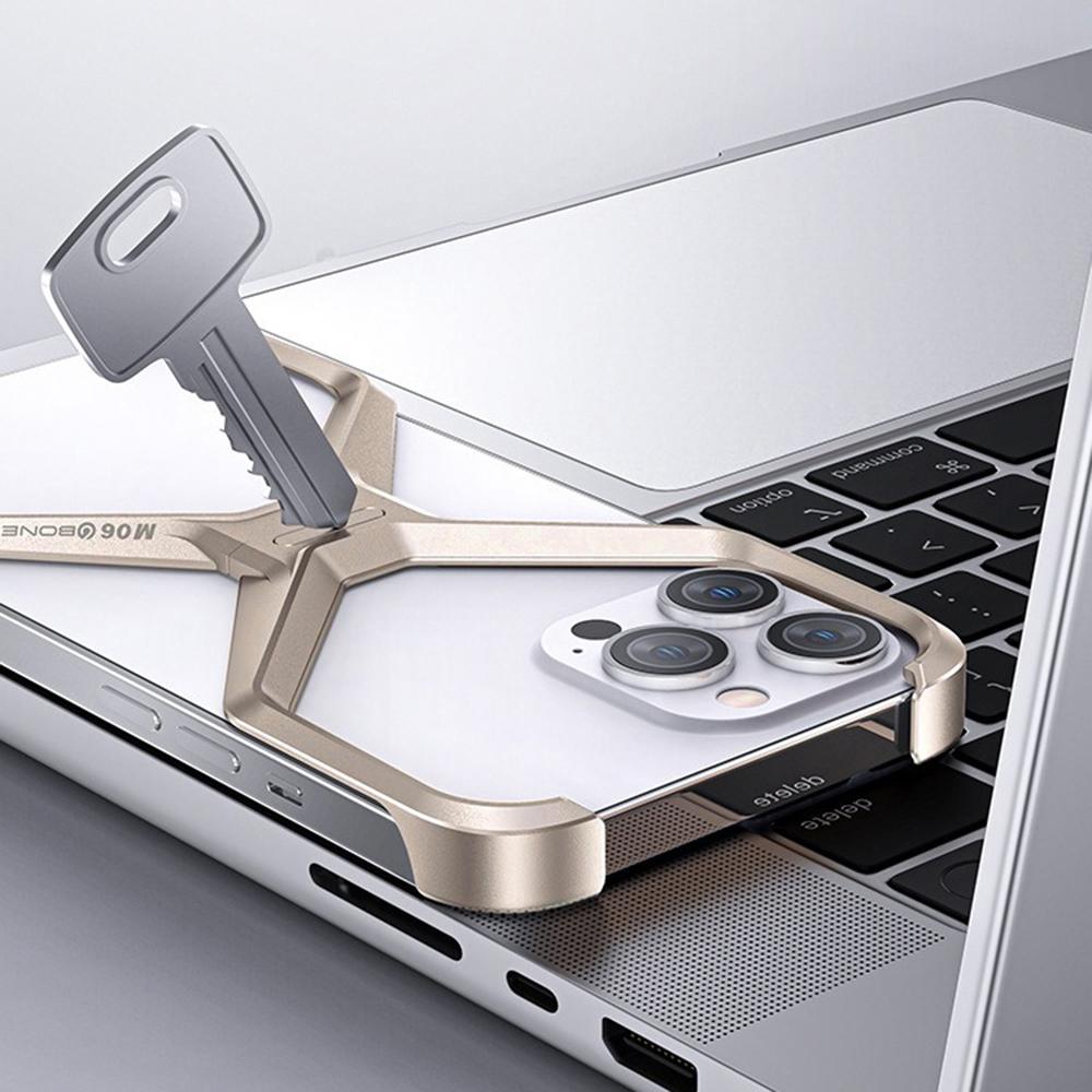 For iPhone 15 Pro Max Metal Phone Case X-Shape Frameless X-Shaped Back Cover