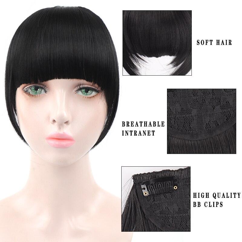 Synthetic Women's Hair Short Straight Blunt Bangs Natural Fake False Hair Clip In Hairpieces For Black Heat Resistant Fiber KTB