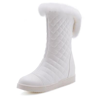 Fashion New Popular Women Snow Boots Faux Fur Increased Heels Warm Fur Inside Solid Winter Boots Female Shoes Woman 2024