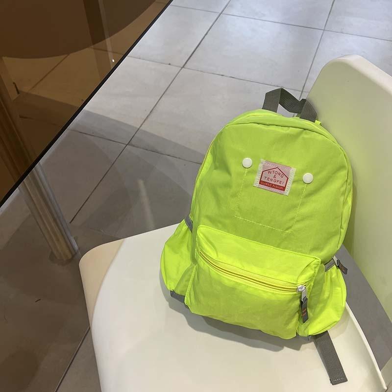 Solid Simple Color Letter Decoration Children Backpack With Pocket Multi