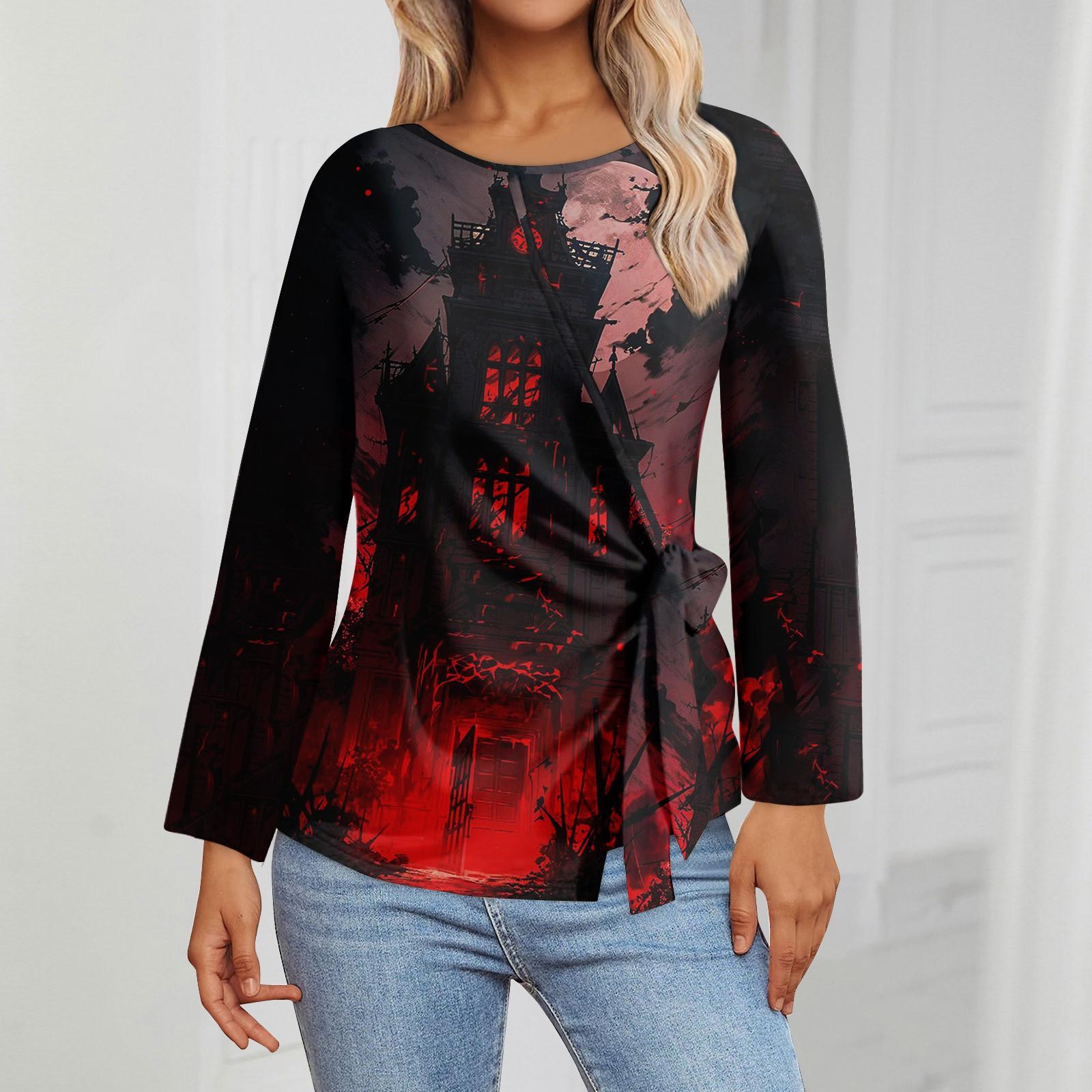 

Женские топы с длинным рукавом Летние асимметричные футболки Приталенные повседневные топы Футболки Пуловеры Топы на Хэллоуин Футболки Летние топы Топы с коротким рукавом XL винный