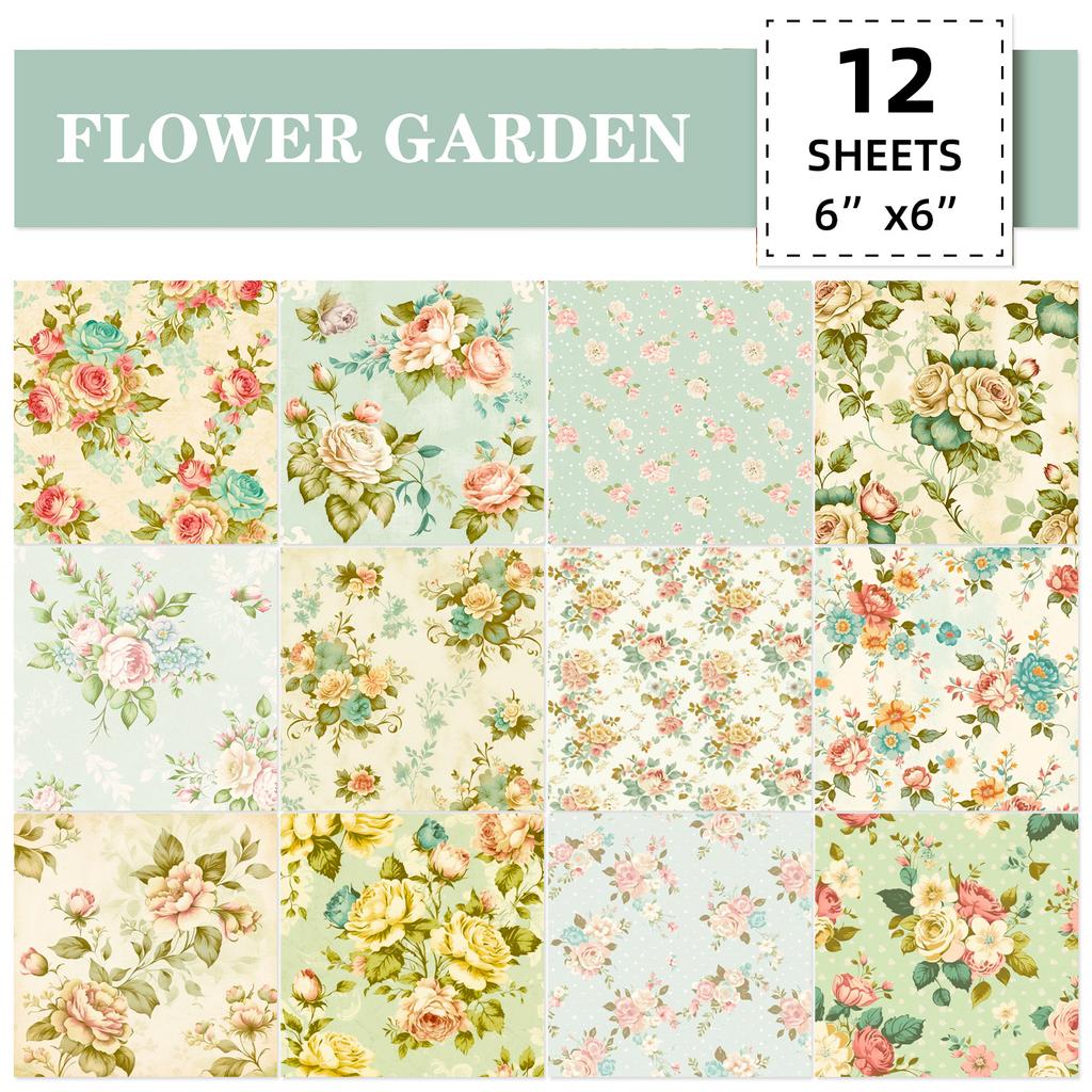 DIY12 Sheets/pack Photo Album Decoration Cut Thin Rendering Paper Palace Flower Handbook Material Background Paper 6 Inch Card Paper