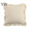 Federa Cuscino Decorativa Divano Shabby Chic con Volant, Fodera Cotone a Quadri con Bordo Arricciato, Federe Arricciate Vintage 18x18 Pollici 20x12 Copertura Decorativa