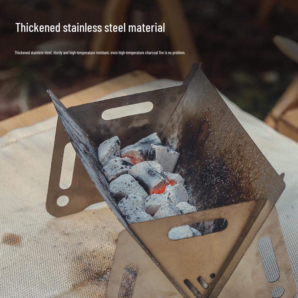 Stainless Steel Portable Folding Wood & Charcoal Camping Stove