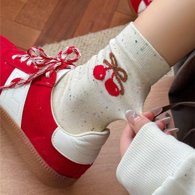 Socks Sweet Socks Dopamine Socks Girl Style School Style Colorful Cartoon Cute and Versatile Polka Dot Yarn Mid-calf Socks for Girls