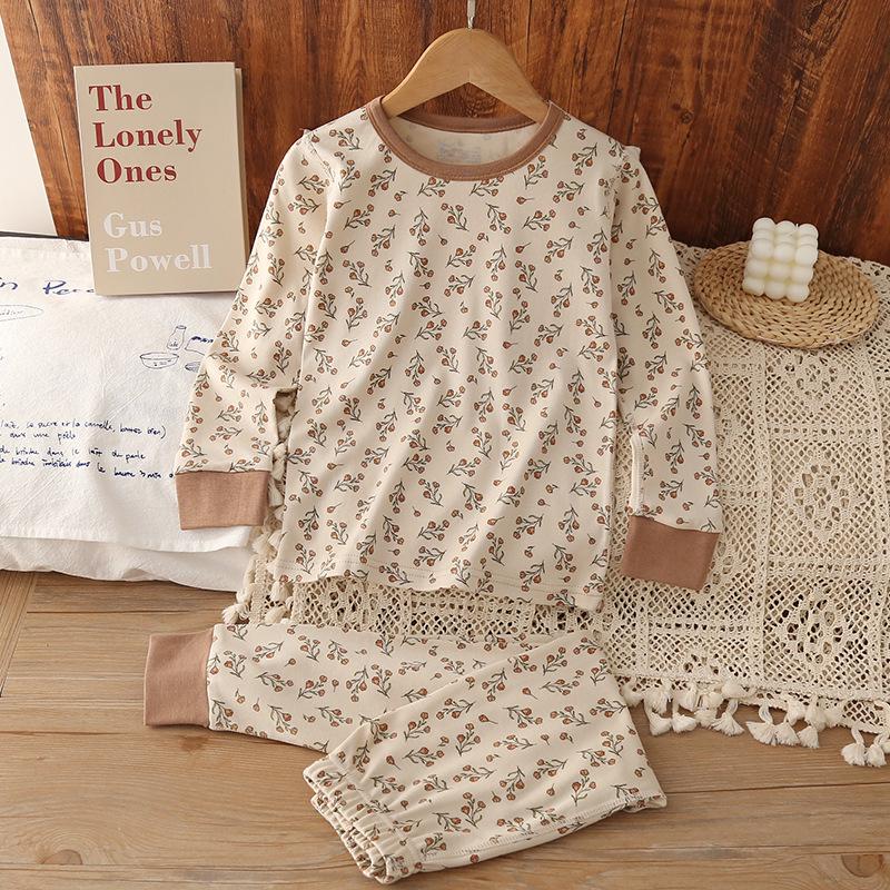 Kids' Autumn Korean Style Pajamas: Cartoon Cotton Home Wear Set for Boys and Girls