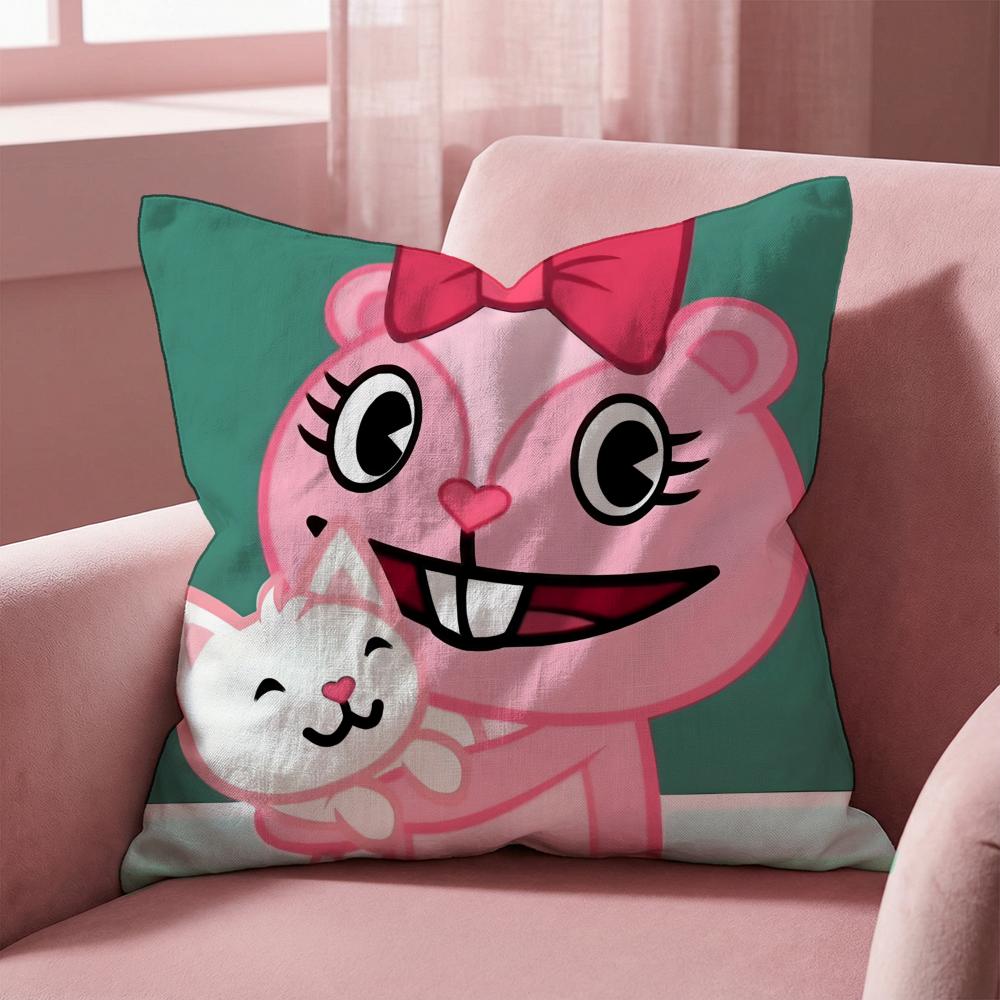 N-Nutty H-Happy Tree F-Friends Cushion Cover Multi-Scene Pillow Cover for Home & Car - Reversible, Soft & Durable for Daily Use