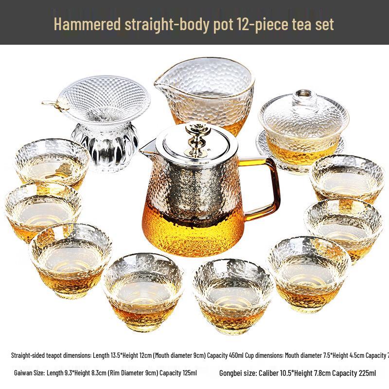 Lainuo 12-Piece Hammered Chinese Tea Set
