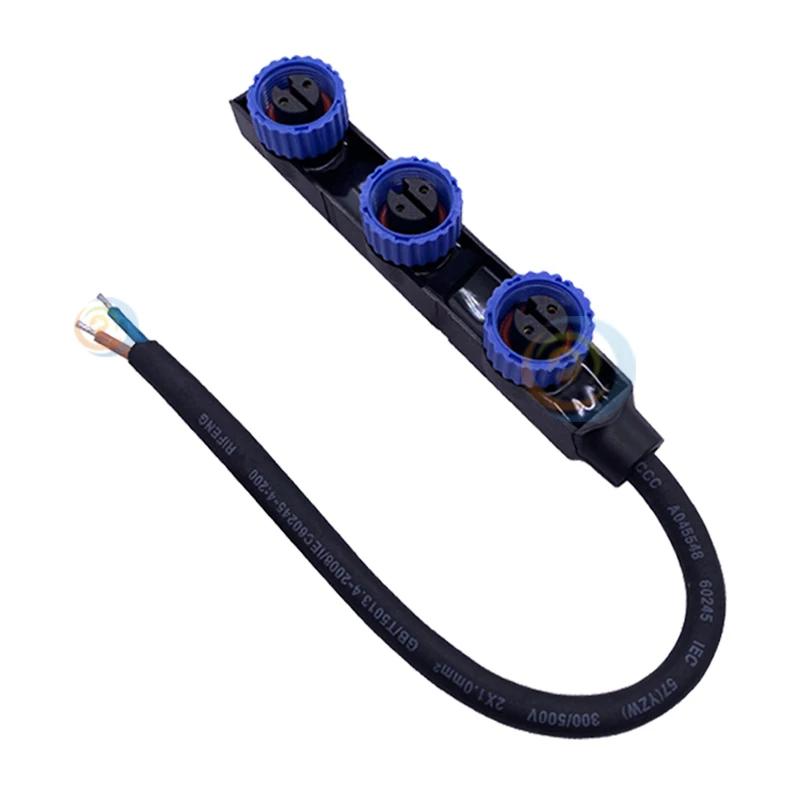 M15 2Pin Type F Waterproof Plug 1 Out 2/3/4 Main Line Male Connector LED Outdoor Street Lights m15 Junction Box Adapter Cable