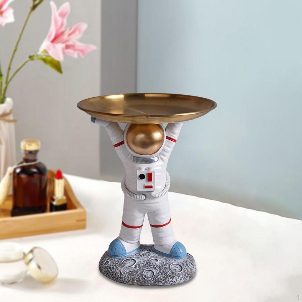 Chic Astronaut Statue, Holder Organizer Resin Figurine European Sundries Storage Tray for Dining