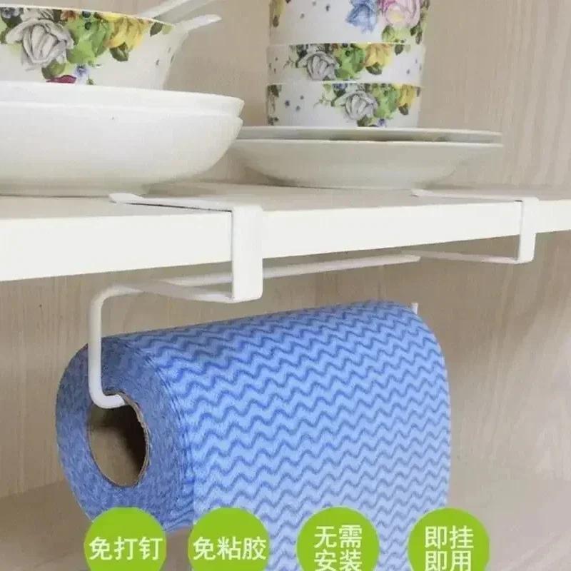 New Multifunctional Kitchen Storage Tools White Black Toilet Shelf Paper Roll Rack Minimalist Style Home Organizer Tissue Hanger