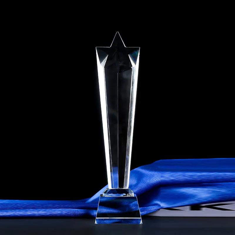 Customized Transparent Crystal Trophy, Column Sculpture, Glass Decoration, Competition, Activities, Awards, Home Decoration, 1Pc