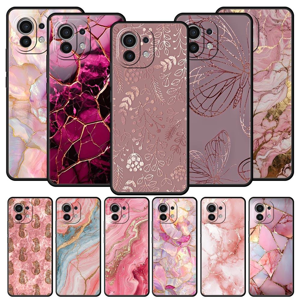Fashion Gold Pink Marble Phone Case For Xiaomi Mi 17 15T 15 14 14T 13T 12T Pro 12 13 Lite 5G 11T Poco X6 X7 X5 Pro Soft Cover