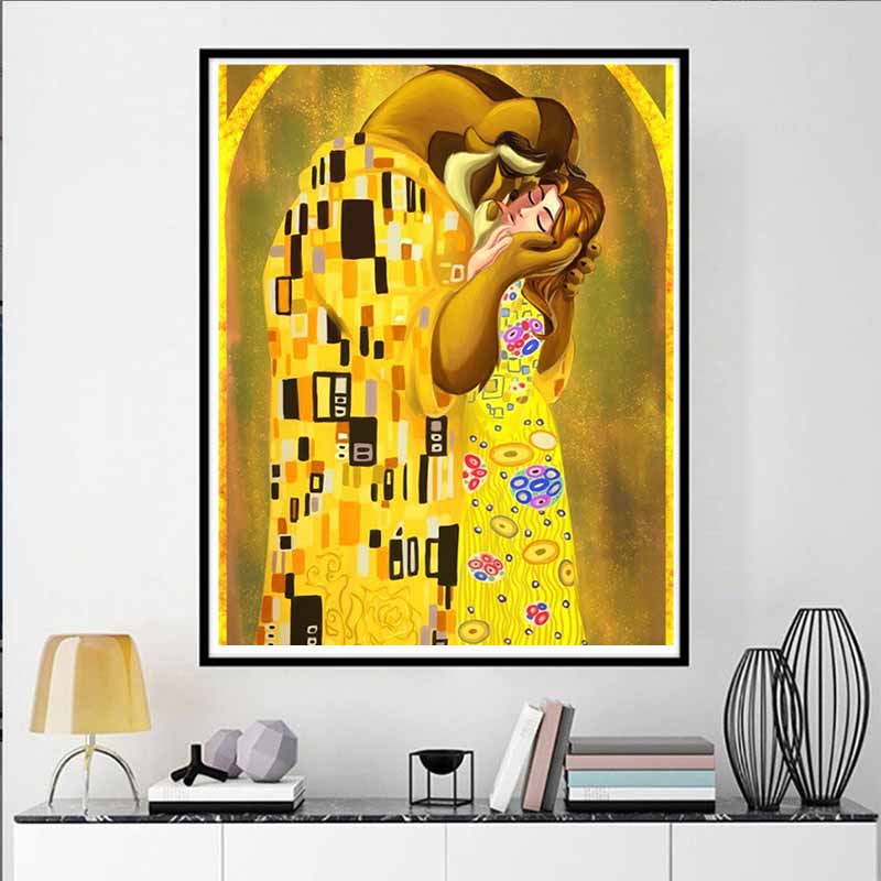 Disney 5D DIY Diamond Painting Beauty and The Beast Illustration Embroidery Mosaic Cross Stitch Home Decor Gifts and Crafts