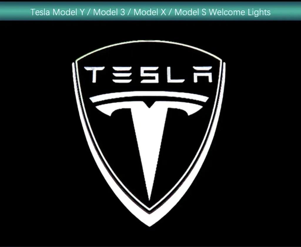 Car Sticker 2025 New Tesla 2/4pcs for Tesla Model Y 3 S X Door LED Logo Projector Puddle Light Super Bright Welcome Light Laser