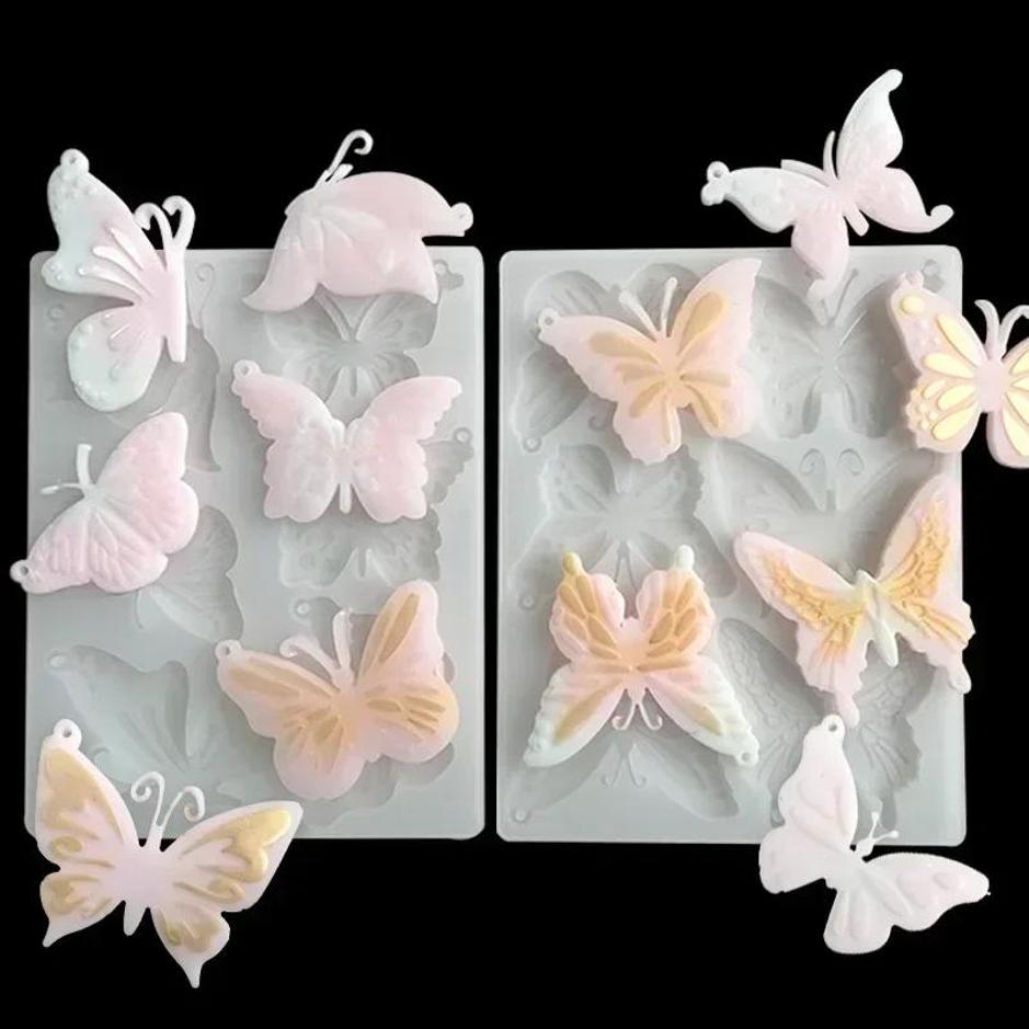 Butterfly Silicone Mold Epoxy Resin DIY Keyrings Eardrop Resin Mold Jewelry Making Crystal Drop Glue Pendant Silicone Mould