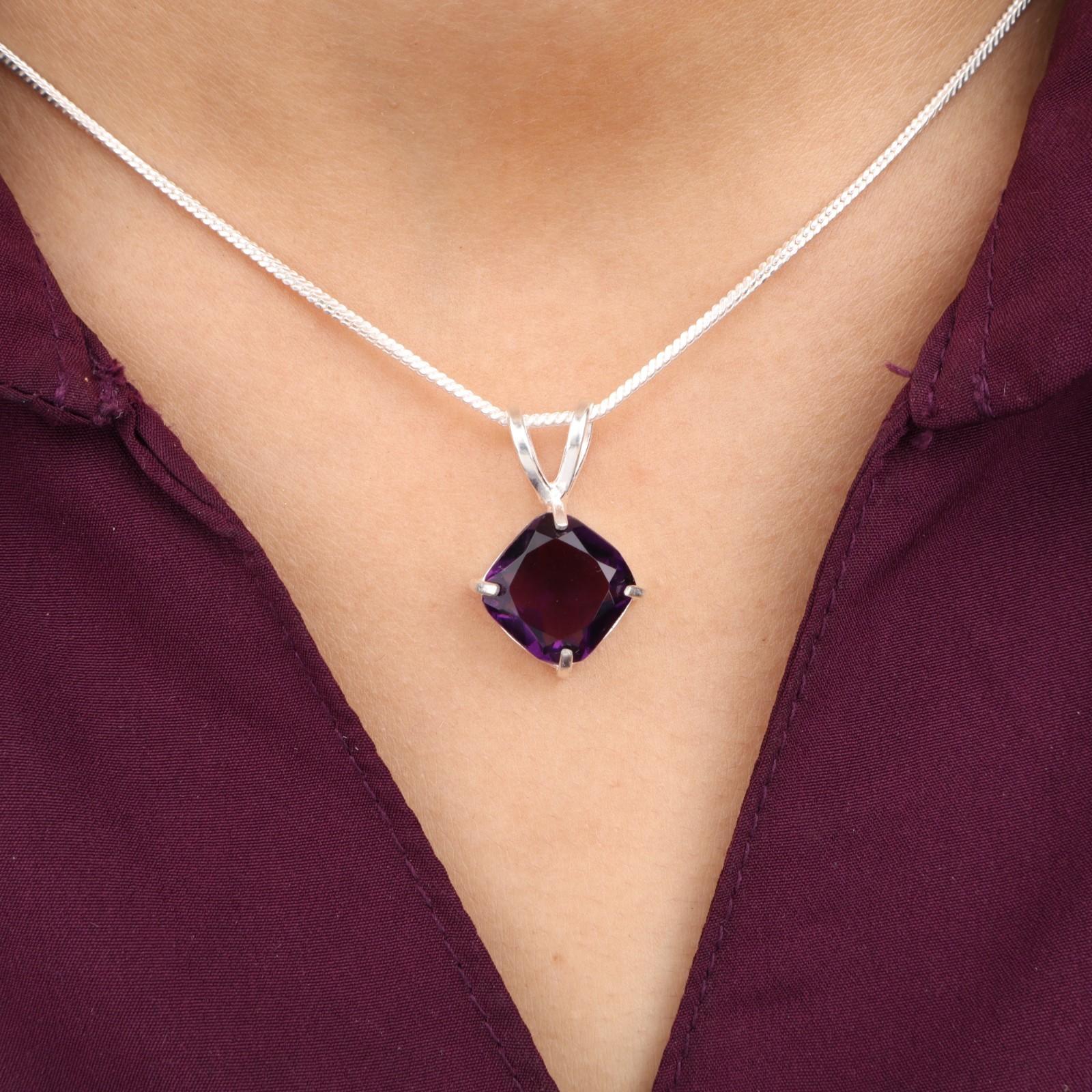 

Аметист Драгоценный камень 925 Стерлинговое серебро Ювелирные изделия Ручной работы Подвеска 0,93 Для подарка PP-62-11