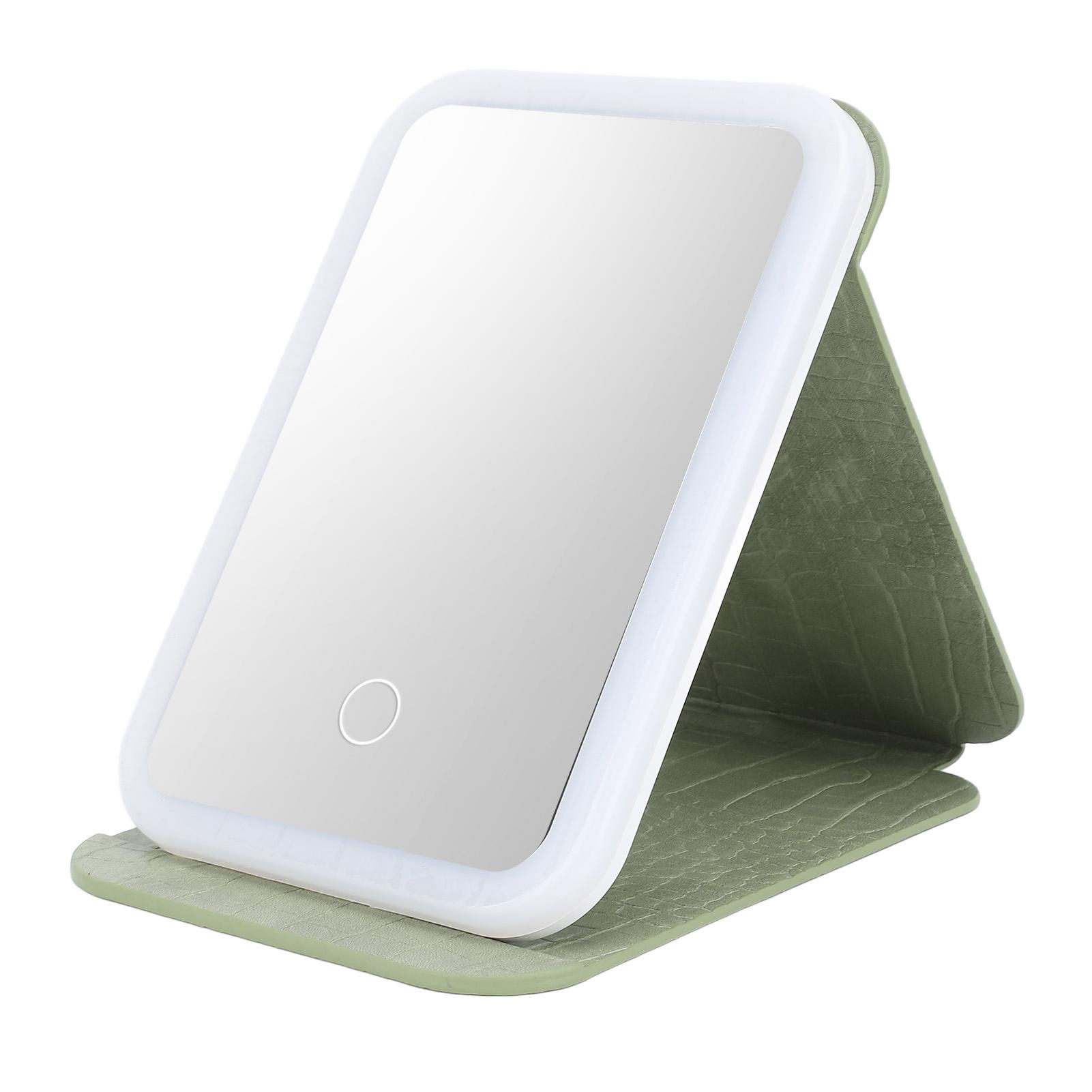 

Складное зеркало для макияжа с подсветкой, плавная регулировка яркости, портативное зеркало со светодиодной подсветкой, складное косметическое зелёный