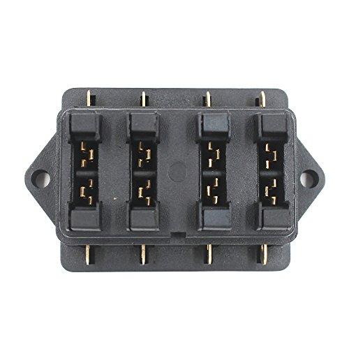 KILIGEN Universal Car Truck Vehicle 4 Way Line Car Medium Blade Fuse Box Block Holder Black 10pcs Blade Fuses (3A/5A/7.5A/10A/15A/20A/25A/30A/35A