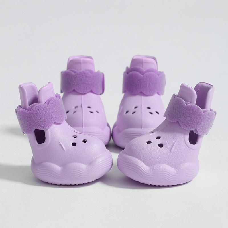 Breathable Dog Shoes Soft EVA Hollow Adjustable Dogs Sandals Waterproof Anti Slip Puppy Boots for Rainy Outdoor Walking Hiking