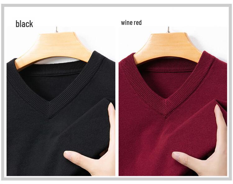 Men's Wool V-Neck Sweater - Spring/Autumn Knitwear for Middle-Aged Men - Warm Base Layer