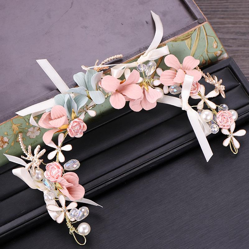 Crystal Pearl Flower Headband Hairband Tiara For Women Bridal Rhinestone Bridal Wedding Hair Accessories Jewelry Headband Tiara