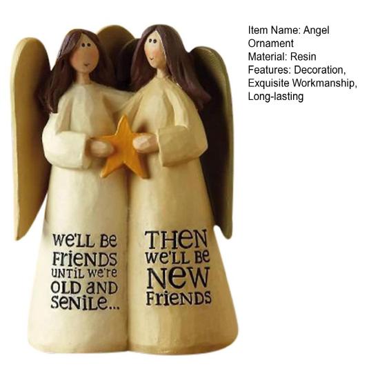 Angel Ornament Exquisite Workmanship Friendship Angel Statue Resin Angel Sculpture for Home Decoration
