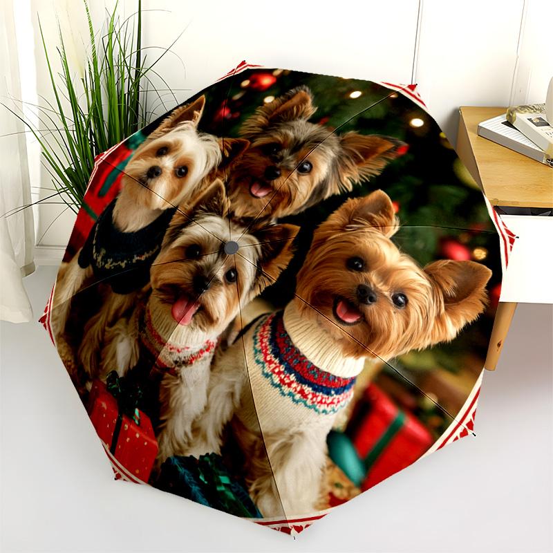 A Group of Dogs pattern, automatic folding umbrella, portable and foldable design, 8 ribs, a Christmas or birthday gift.