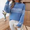 Christmas Snowflake Jacquard Sweater for Women Autumn and Winter New Half Turtleneck Pullover Long-sleeved Sweater