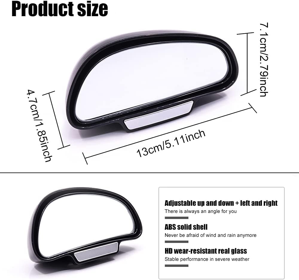 Car Blind Spot Mirror, HD Glass Convex Rear View Wide