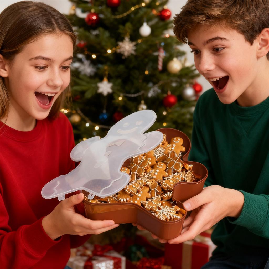 Christmas Candy Tray Serving Tray with Lid Christmas Cookie Boxes for Treats Nuts Fruit Popcorn Dip Dessert Party Table