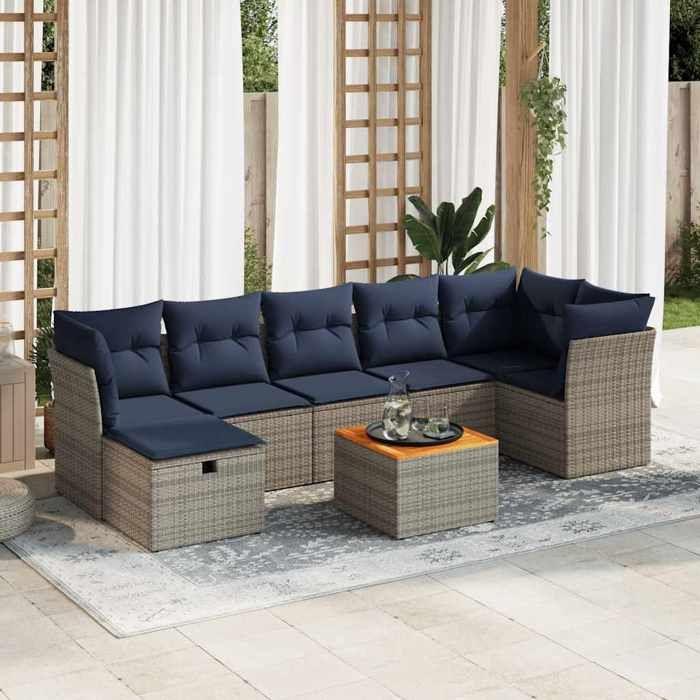 VidaXL Salon de jardin 8 pcs avec coussins gris résine tressée 3325771