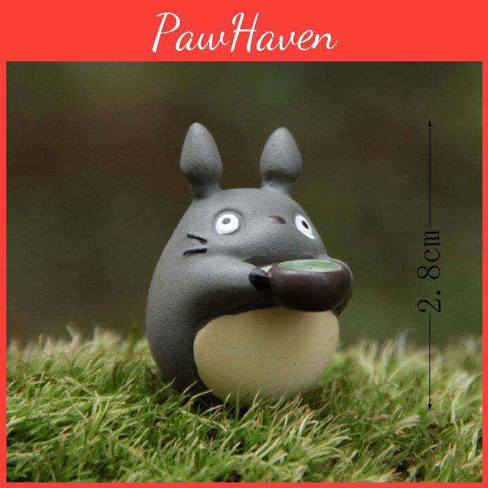 Cute Cartoon Tea Drinking Totoro Mini Model For Micro Landscape Decoration Prop