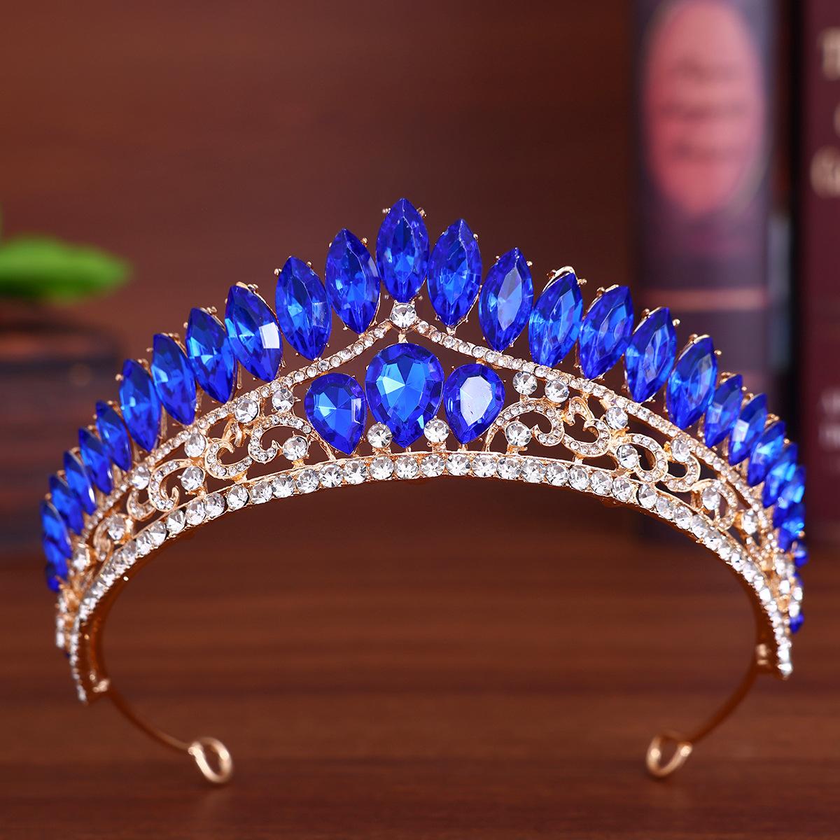 

DIEZI 5 Colors Elegant AB Crystal Tiara Crown Women Girls Wedding Birthday Party Baroque Luxury Rhinestone Crown Hair Jewelry
