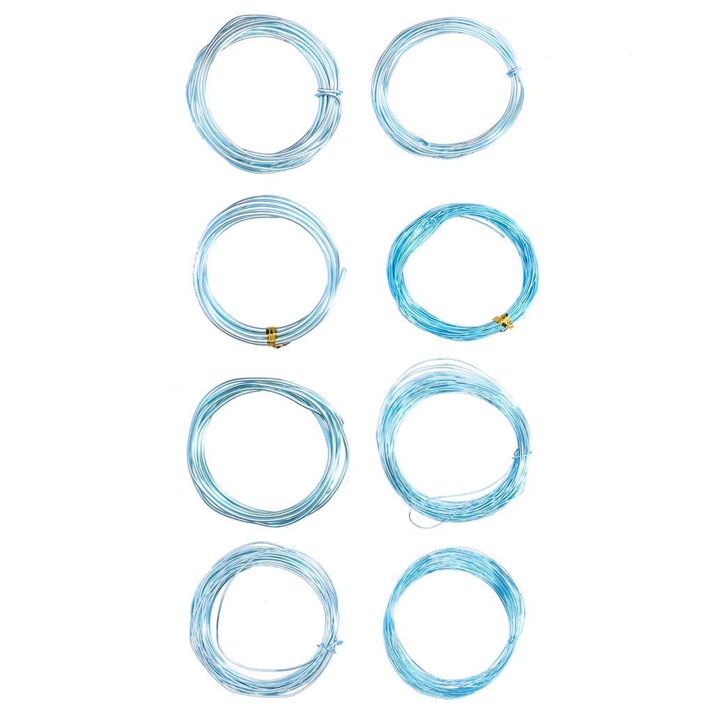 8 Rolls 0.6 3mm Aluminum Craft Wire Jewelry Beading Wire Craft Making Supplies Light Blue