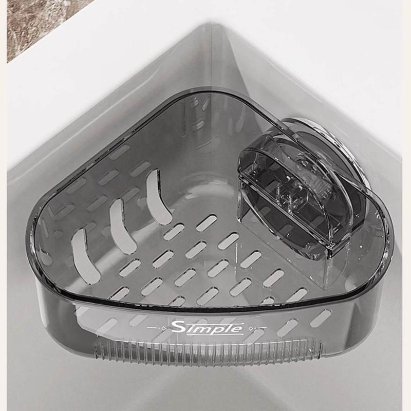 Suction Cup Corners Sink Organizers With Drainage Holes ABS Kitchen Bathroom Storage Shelf Easy Installation