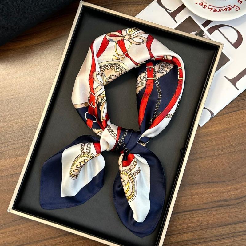 Polka Dot Silk Scarf Square Scarf High-end New Versatile Decorative Scarf Scarf Scarf Neck Cashew Flower Scarf Shawl Can Be Used As a Tube Top