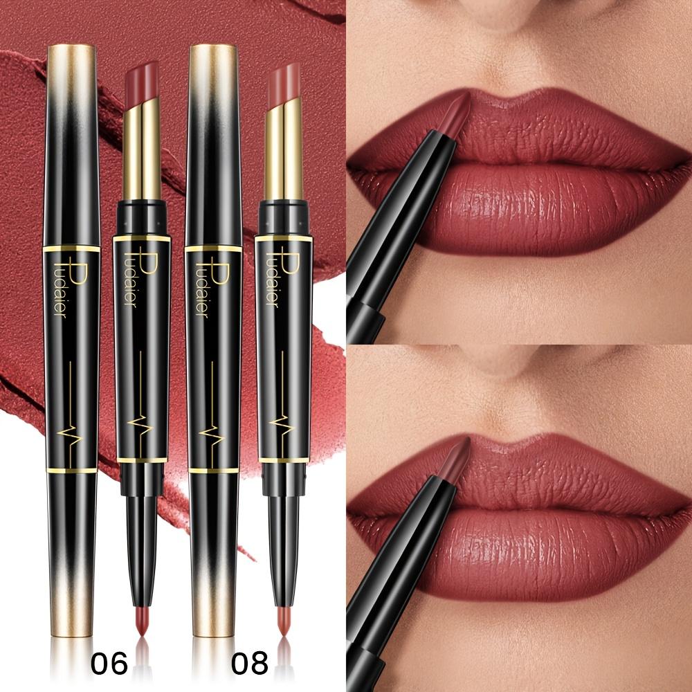 Double-Ended Lip Liner Lipstick Pencil Lip Combo- Moisturizing Semi-Matte Formula for Precise Lip Liner Definition and Color Filling