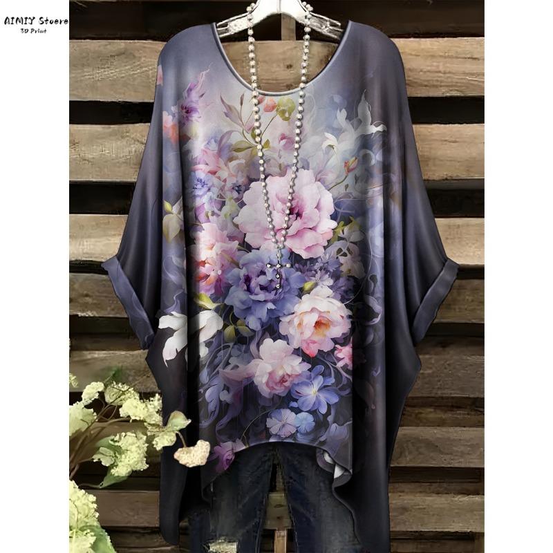 2025 Women's Casual Short Sleeve T-Shirt - Round Neck Butterfly & Dandelion Seed Print Relaxed Fit Durable Comfort Top Women