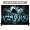 The cursed cemetery background banner - ghosts, dark castle, Halloween decorations | Ghost-themed decoration