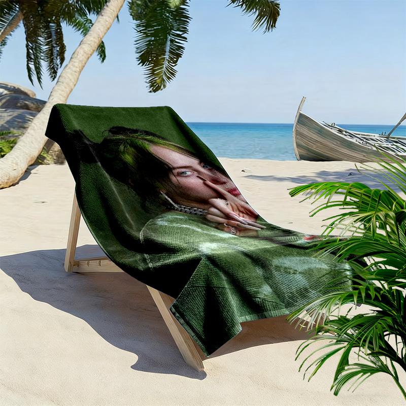 Asciugamano da Spiaggia con Stampa Billie Eilish, Asciugamano Grande Morbido ad Asciugatura Rapida per Spiaggia Campeggio Nuoto