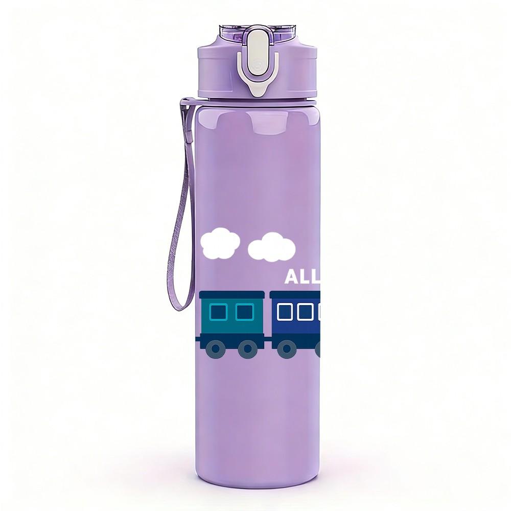 1PC Bold Text Typography Pattern 750ml Color Plastic Sports Water Bottle Leakproof Flip Straw Lid Suitable for Sports Office Home Use