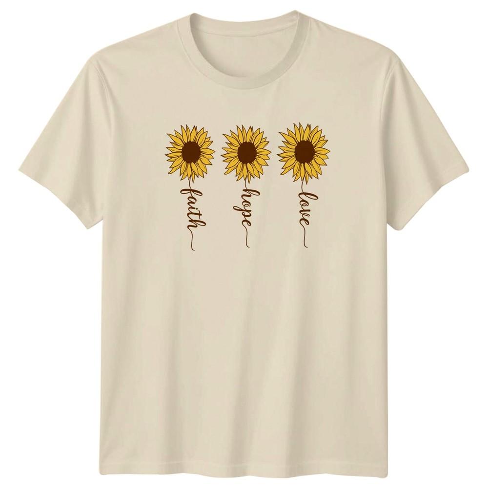 Faith Hope Love Sunflowers Unisexs TShirt Floral Spiritual Birthday Gift For Her