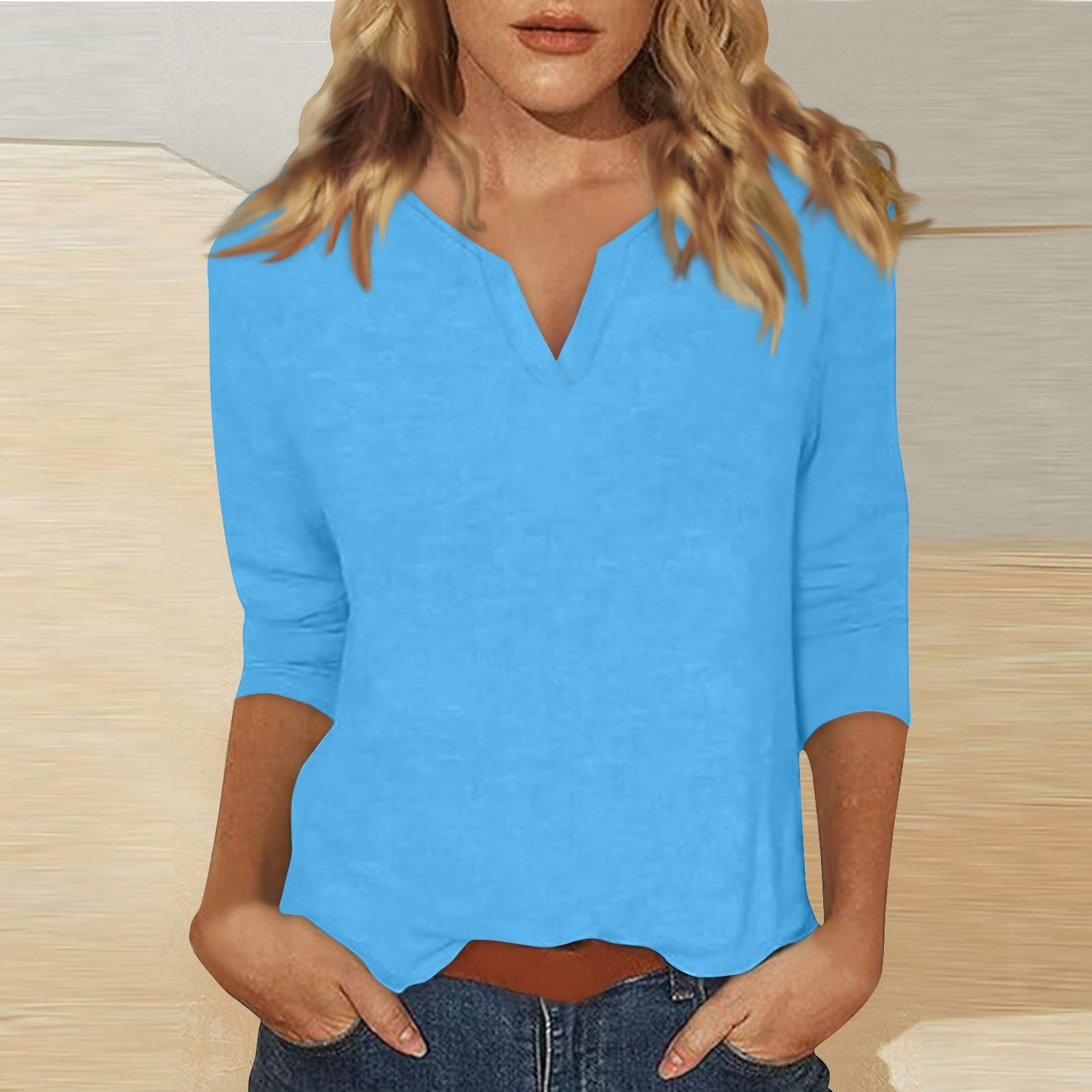 Женский однотонный топ с круглым вырезом и рукавами 3/4 V+ XL жёлтый — фото 5